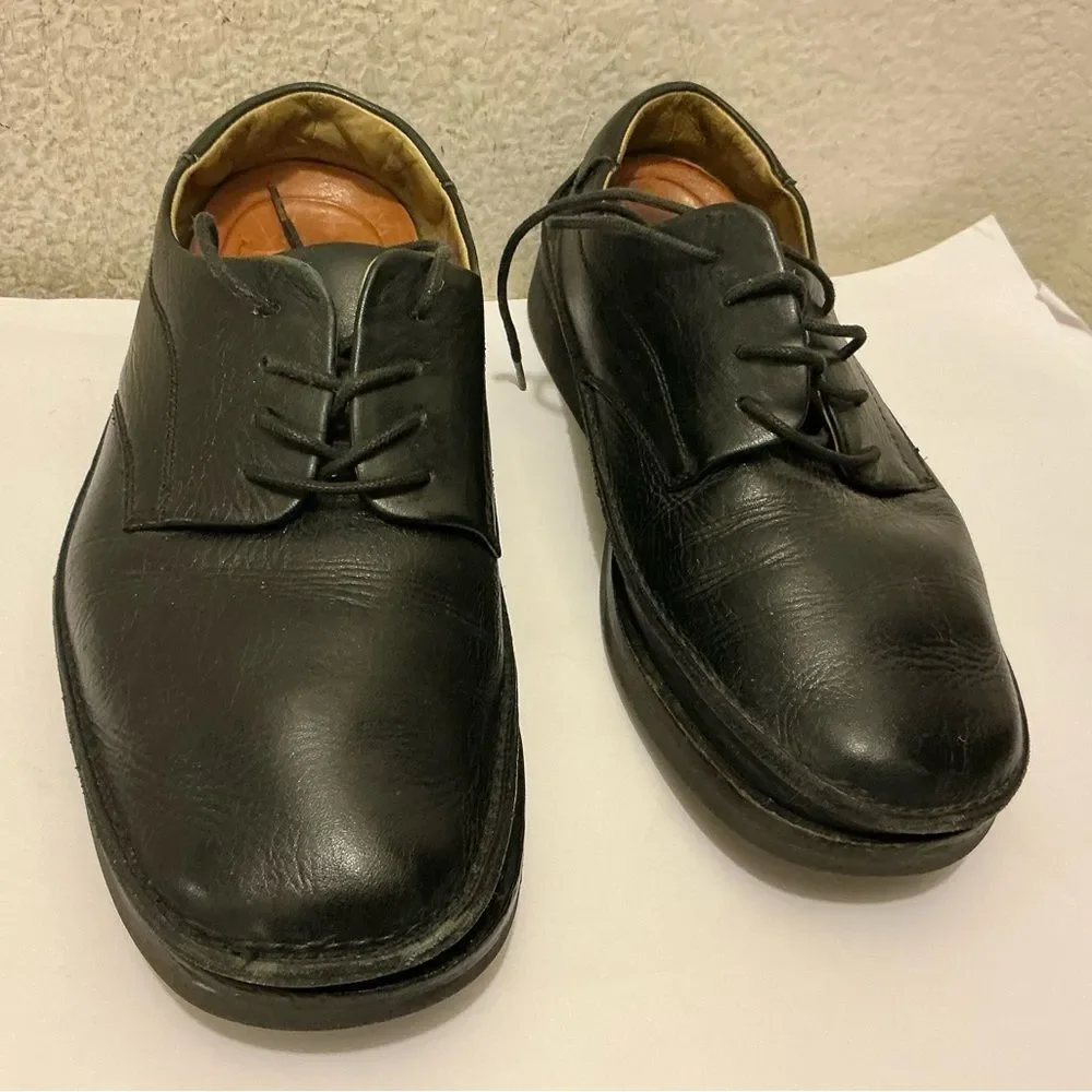 1803 OXFORD MEN SHOES 43 EUR 10 USA BLACK LEATHER UPPERS &LINING RUBBER SOLE.